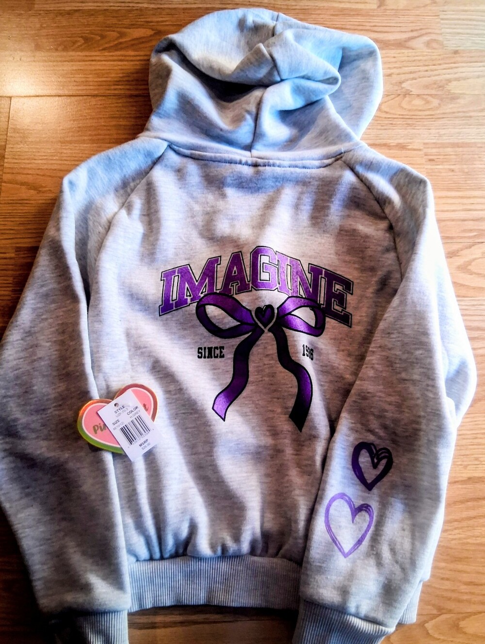 NWT Girls Hooded Sweatshirt, Hoodie, Gray Sz M 10/12,   MSRP $26